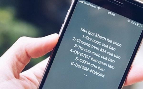 Đổi eSIM Vinaphone bằng mã USSD
